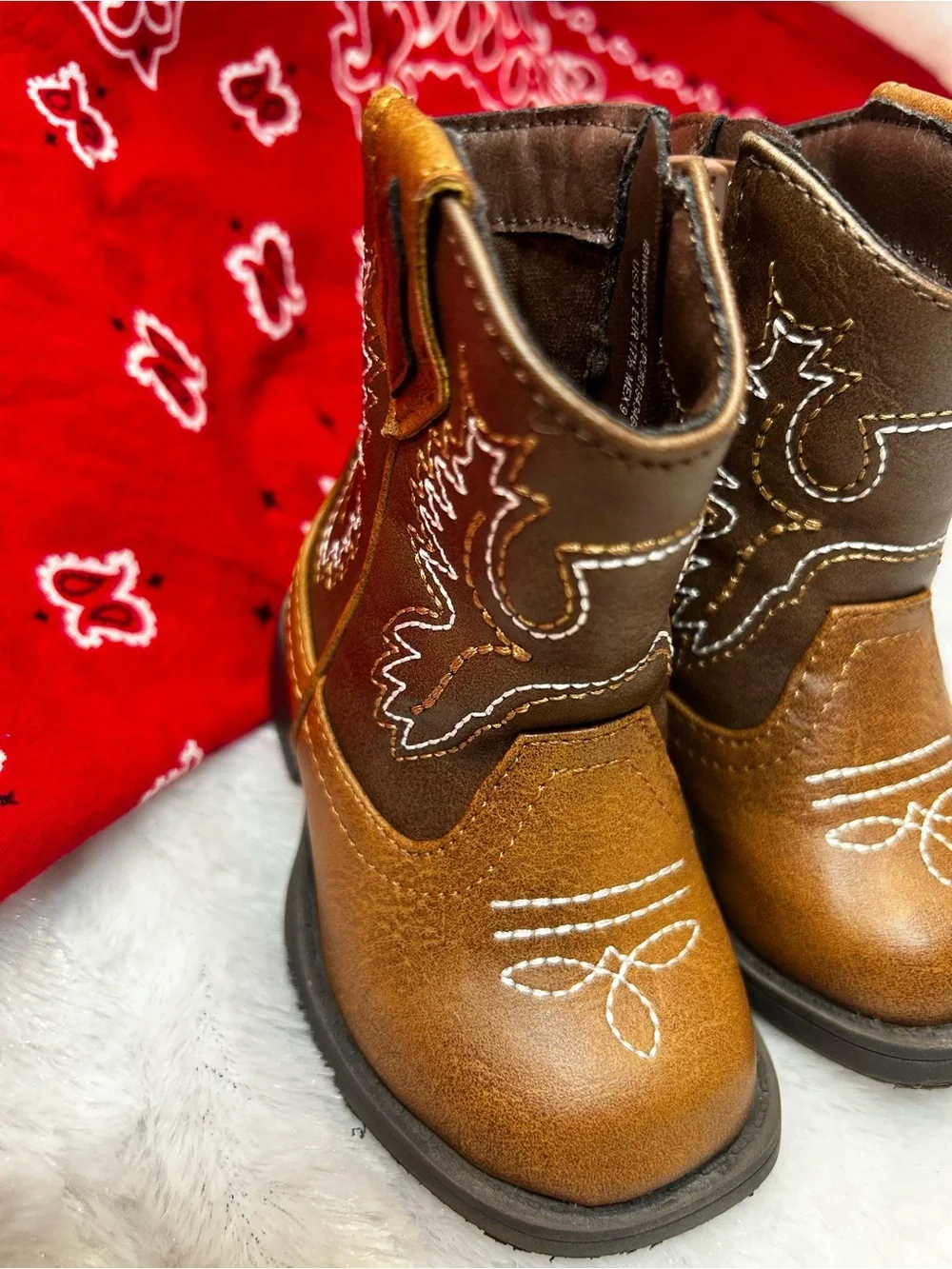 UNISEX INFANT SIZE 2 BROWN EMBROIDERED ZIP SIDE WONDER NATION COWBOY BOOTS